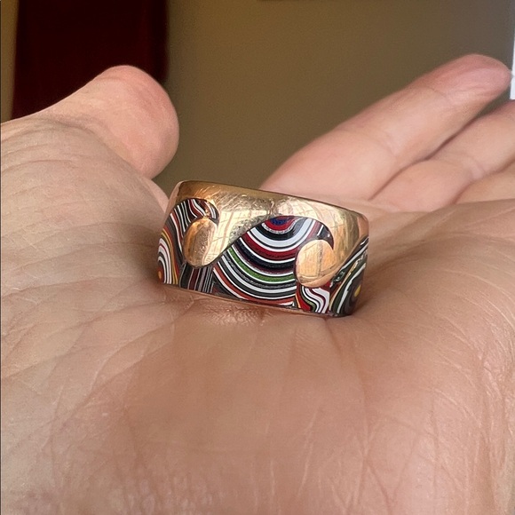 Marla Aaron Fordite 18k gold Ring - Picture 4 of 12